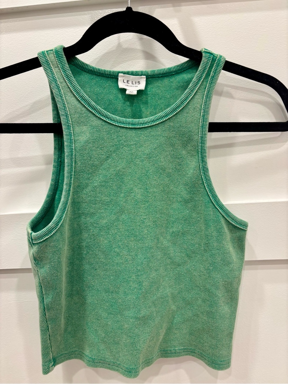 Le Lis Green Cropped Ribbed Tank